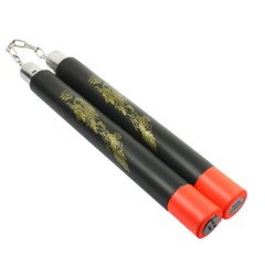 Foam Nunchucks Nunchaku Dragon Pattern for Martial Art Karate Training – Black