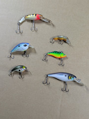 Vintage Crankbait Fishing Lure Lot Of 6 Bad Shad Rebel Cotton Cordell