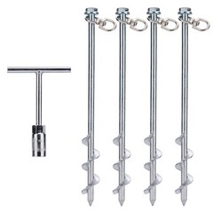 Ground Anchors Screw in – 12 Inch Set of 4 – Tent Stakes Heavy Duty