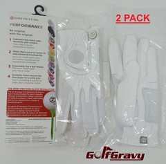2 PACK WHITE Zero Friction Performance Compression Ladies Golf Gloves Left Hand
