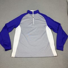 FootJoy Golf 1/4 Zip Pullover Mens Medium Gray Purple Performance High Neck