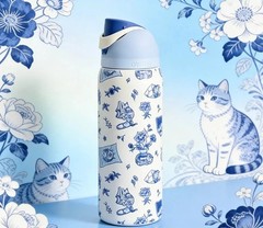 Owala FreeSip 32oz Water Bottle Delft Cats Limited Edition Stainless | US STOCK