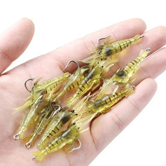 20pcs Soft Shrimp Fishing Lures with Luminous Bait Hooks for Fresh & Saltwater**