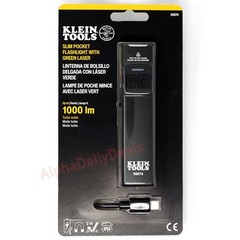 NEW Klein Tools 56074 Slim Pocket LED Flashlight with Green Laser Rechargeable