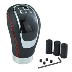 5 Speed Car Leather Gear Shifter Lever Knobs Type R 5 speed R-bottom black red