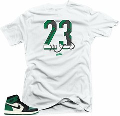 Shirt to Match Jordan Retro 1 Pine Green 2020(Snelos 23 Green) White