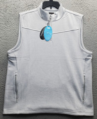 Greg Norman Golf Vest Mens L Gray Mesh Water Repellent Easy Care Quarter Zip