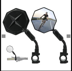 SHEJISI Bike Mirror, 2 pcs Fits handlebar OD’s from 0.82″-0.87″, Black