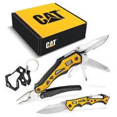 Cat 3 Piece 10-in-1 Multi-Tool, Knife, and Key Chain Gift Box Set – 240357