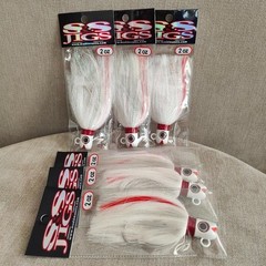 6 Pack | S&S Bucktails Smiling Bill Bucktail Jigs | White Pearl | Various Weight