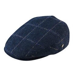 Men’s Herringbone Flat Ivy Newsboy Hat Wool Blend Gatsby 7 5/8 Plaid Blue