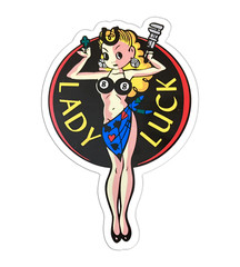 LADY LUCK Vintage Sticker Decal