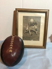 VINTAGE Leather Pigskin Football & Photo Picture Frame #F22