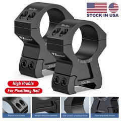 High Profile 1» Inch Scope Rings Mount Compatible with Picatinny Rails Aluminum