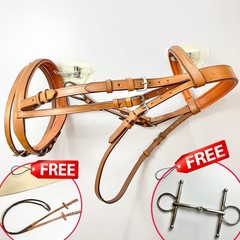 English Western Horse Premium Leather Snaffle Bit Bridle with Full Cheek Bit