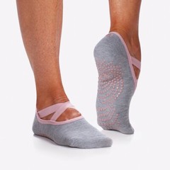 GAIAM GRIPPY YOGA-BARRE SOCKS – 2 PACK, COLOR – FOLKSTONE, ONE SIZE FITS MOST