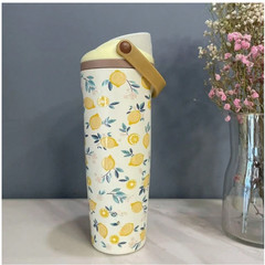 Owala 30oz FreeSip Sway Tumbler Lemon Printed with Travel Grip Water Bottle Gift