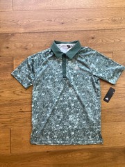 Adidas Men’s Petal Print Golf Polo Shirt – Hazy Green – Small – New