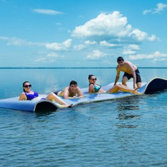 Modern 12′ x 6′ Floating Oasis Foam Mat 3-Layer Floating Water Pad Blue