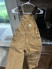 Carhartt Double Knee Bib Overalls Youth Junior Medium M Brown Tan YYR01 BRN
