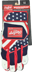 Rawlings Men Workhorse Baseball Softball Red White Blue Size L Batting Gloves