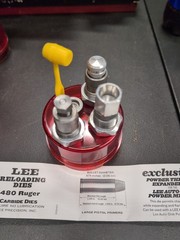 LEE CARBIDE 3 DIE SET 480 RUGER #90499 POWDER THROUGH RELOADING