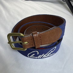 Smathers & Branson Men’s Blue Needlepoint Embroidered Navy Golf Belt Size 38 C19