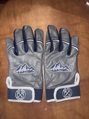 Red Rock Baseball Batting Gloves Cabretta Leather Short Cuff Large Gray Blue