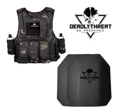 Force Recon Camo Molle Tactical Vest Plate Carrier With Level III Armor Plates