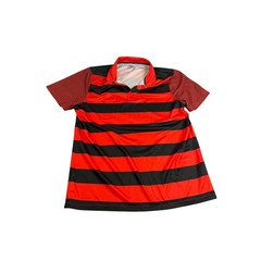 Nike Golf Dri-FIT Mens XL Red Black Striped Standard Fit Short Sleeve Polo Shirt