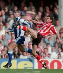 Eric Cantona of Manchester United and Francis Benalli of Southampt- Old Photo