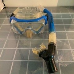 U.S. Divers Montego Ray Tempered Mask Snorkel Set Blue Clear 17 in