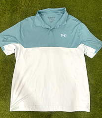 Under Armour UA Performance Men’s XXL Blue/White Colorblock Golf Polo Loose Fit