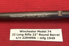 Winchester Model 74 Original Barrel in 22 Long Rifle with Very Good Bore – c1949