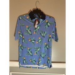 Southern Marsh Bayside Perf Polo OahuTropical Leaf Print Men’s Small NWT