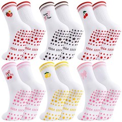 scenicamp Pilates Grip Socks for Women, 6-10, Yellow+red+chocolate+pink