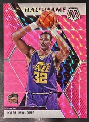 Karl Malone 2019-20 Mosaic FLOURESCENT PINK PRIZM Insert Card (#’d 02/10)