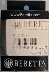 Beretta G Conversion Kit for M9, 92, 92FS, 96, 96FS, M9A3 9mm EU00047 – NEW