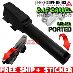 AGGRESSIVE ARMS B.I.F PORTED COMPENSATED Barrel for GL0CK 43 – 43x BLACK