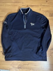 Men’s XL Callaway Golf Miller Lite Logo 1/4 Zip Jacket Navy Blue