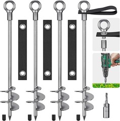 24» Ground Anchors Screw in – Heavy Duty Trampoline Anchors – Shed Anchor Kit –