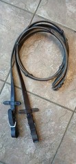 English Web Grippy Bridle Reins-Leather Rubr-cotn-BRWN-Buckle-58″ X 3/4″ w/stops