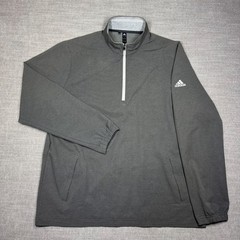 Adidas Club Wind Golf Jacket Large Gray Stripe Quarter Zip Pullover Windbreaker