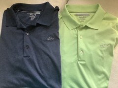 Greg Norman ML75 XL lot of TWO mens golf shirts (Blue NWOT )light green (EUC)