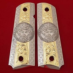 Custom Grips 1911 Full Size Government Medusa Grips Nickel Plated