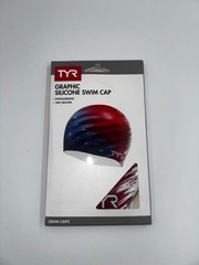 TYR Graphic Silicone Swim Cap USA Red White Blue Stars Adult Hypoallergenic