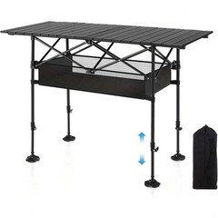 Black Medium Stainless Steel Folding Camping Table with Carry Bag