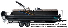 Black Orange Blue Pointed Line Graphic Kit Decal Fishing Boat Wrap Pontoon Vinyl
