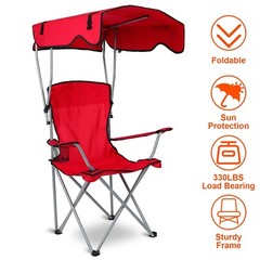1/2Pack Camping Chair with Canopy Foldable for Beach w/ Folding Table
