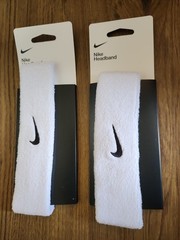 Nike Swoosh Headband White Machine Washable Absorbent Material 2 Bands